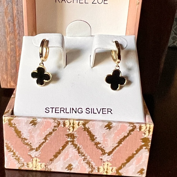 Rachel Zoe Jewelry - Rachel Zoe - 14k Gold Plated Huggie-Style Clover Drop Earrings